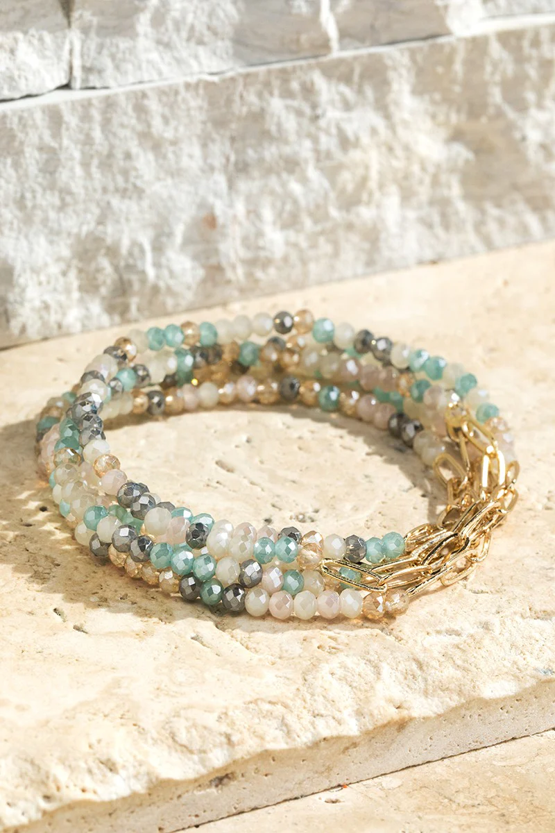 5 Strand Glass & Chain Bracelet - Image 4