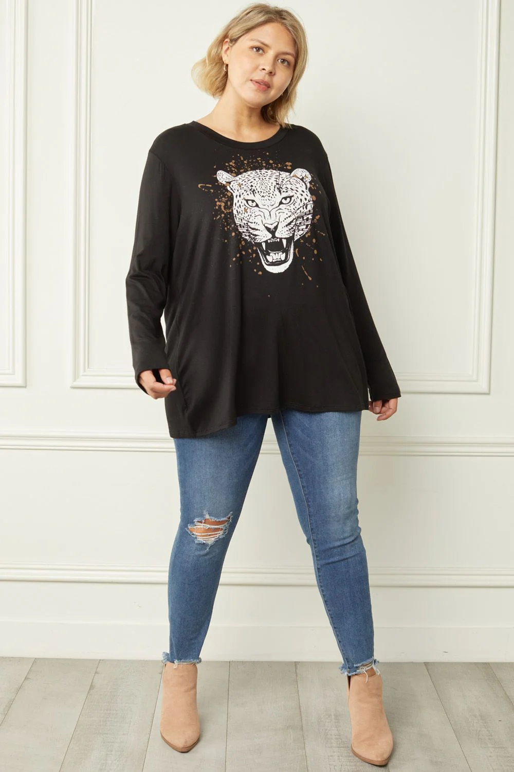 Entro Long Sleeve Tiger Print Tee - Image 3
