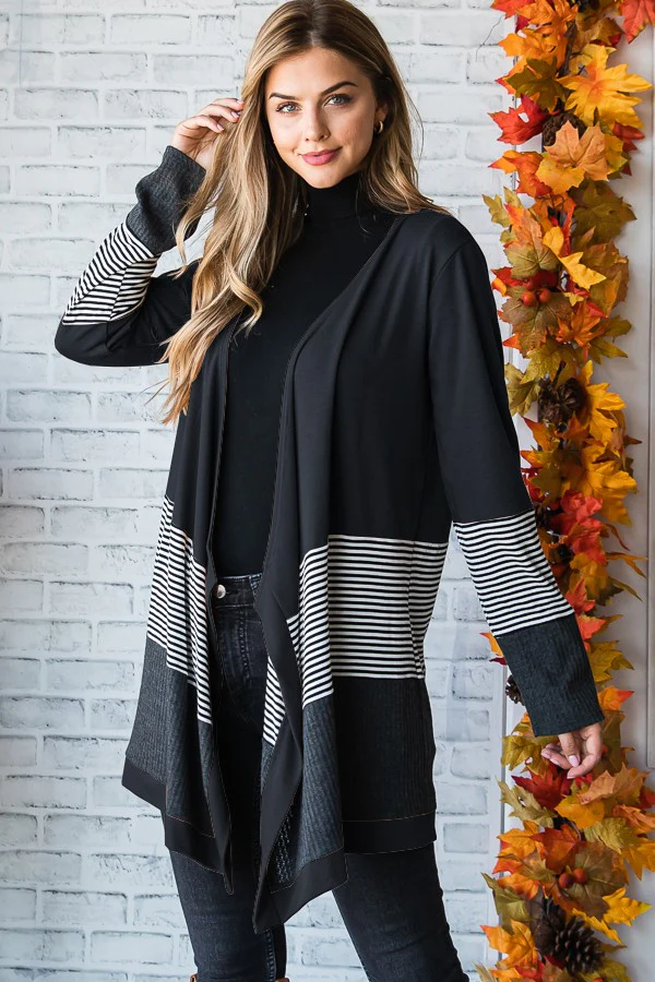 Heimish Long Sleeve  Color Block Open Cardigan - Image 3