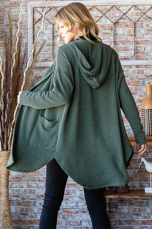 Heimish Ribbed Hoodie Open Cardigan - Image 4