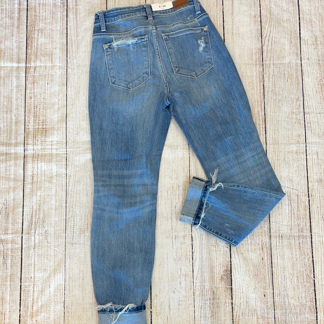 Judy Blue High Waist Light Blue Boyfriend Buttonfly Jeans - Image 4