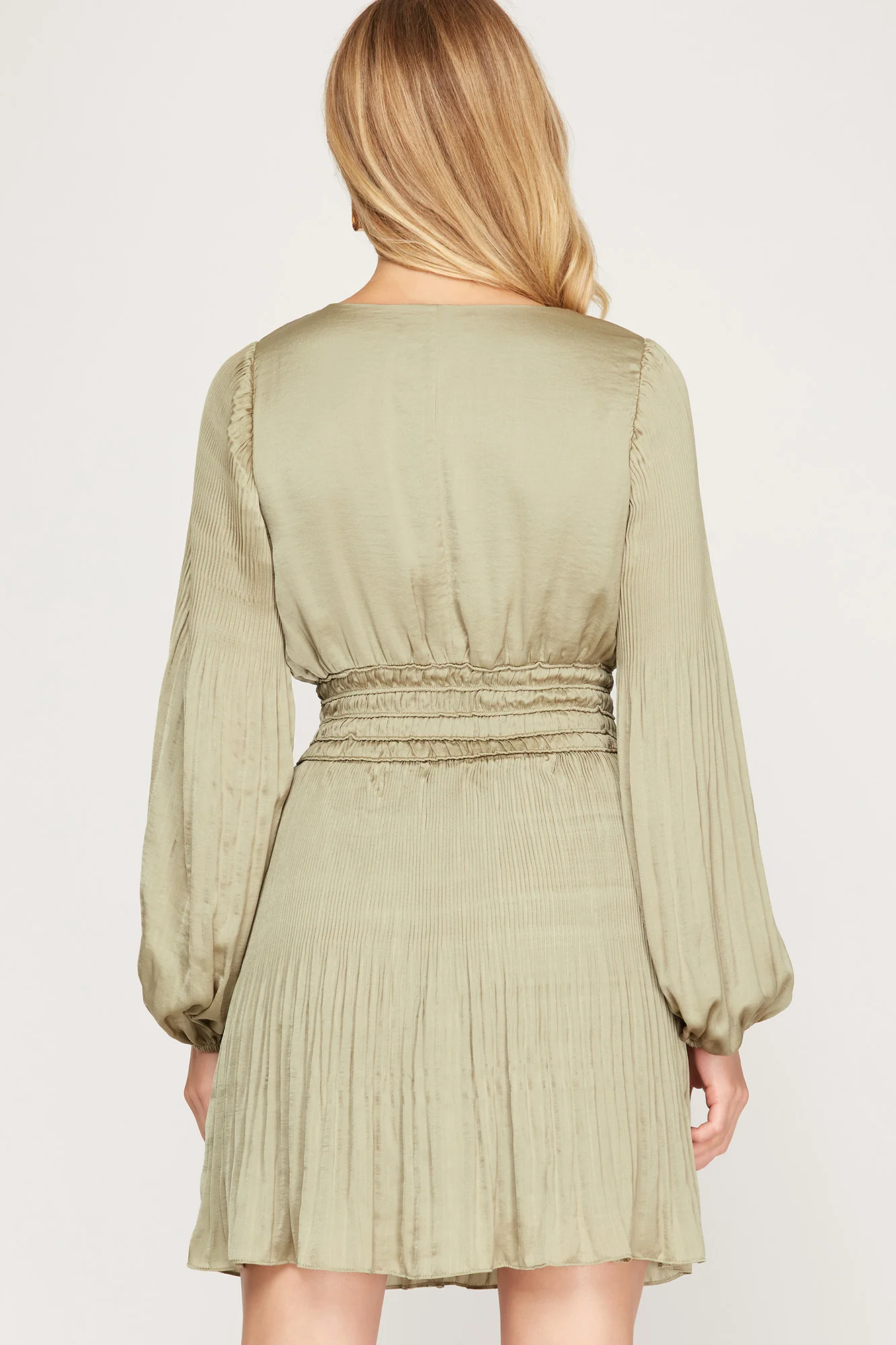 She + Sky Long Sleeve Satin Dress - Image 3