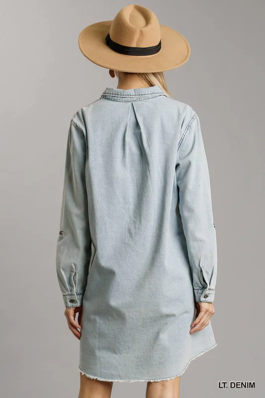 Umgee Button Down Denim Dress - Image 4