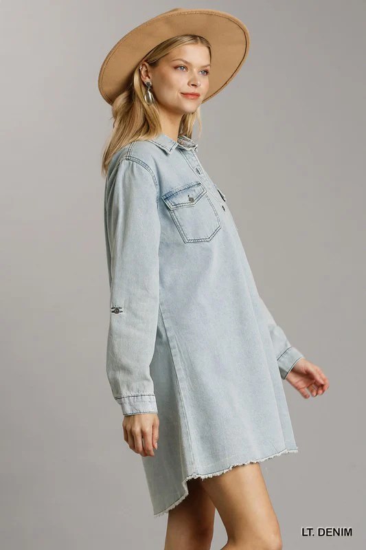 Umgee Button Down Denim Dress - Image 6