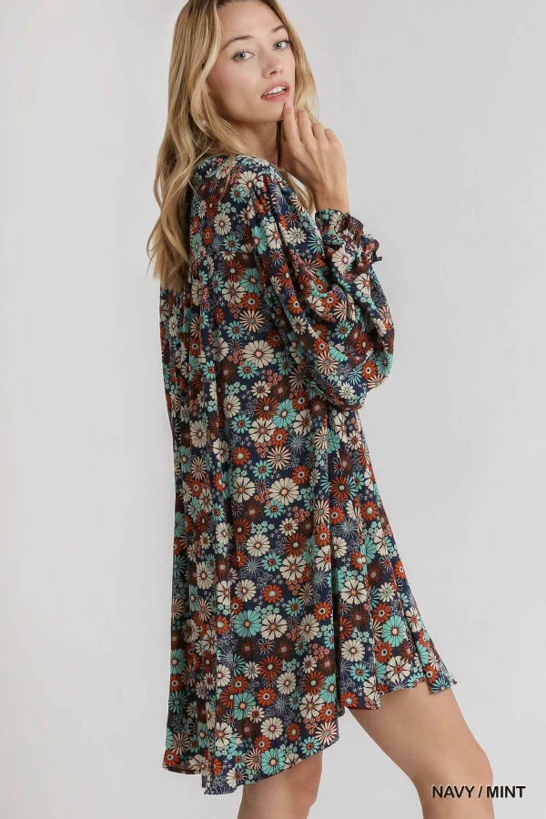 Umgee Floral Metallic Threading Dress - Image 3