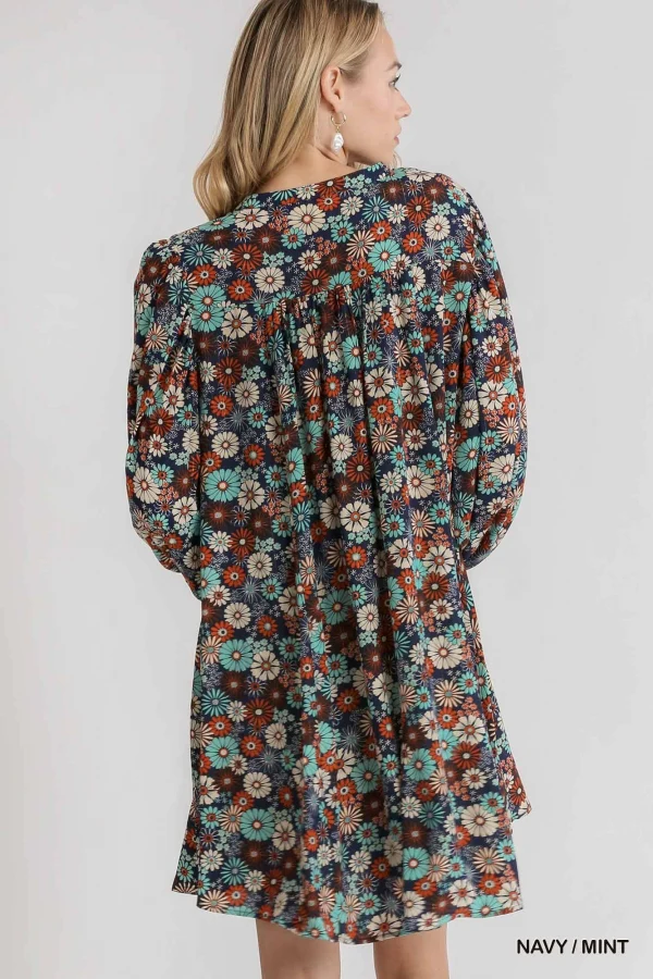 Umgee Floral Metallic Threading Dress - Image 4