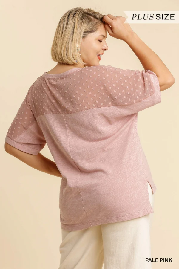 Umgee Polka Dot Detail Round Neck Top - Image 4