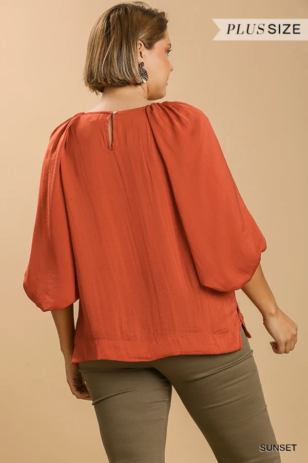 Umgee Washed Satin Balloon Sleeve Top - Image 7