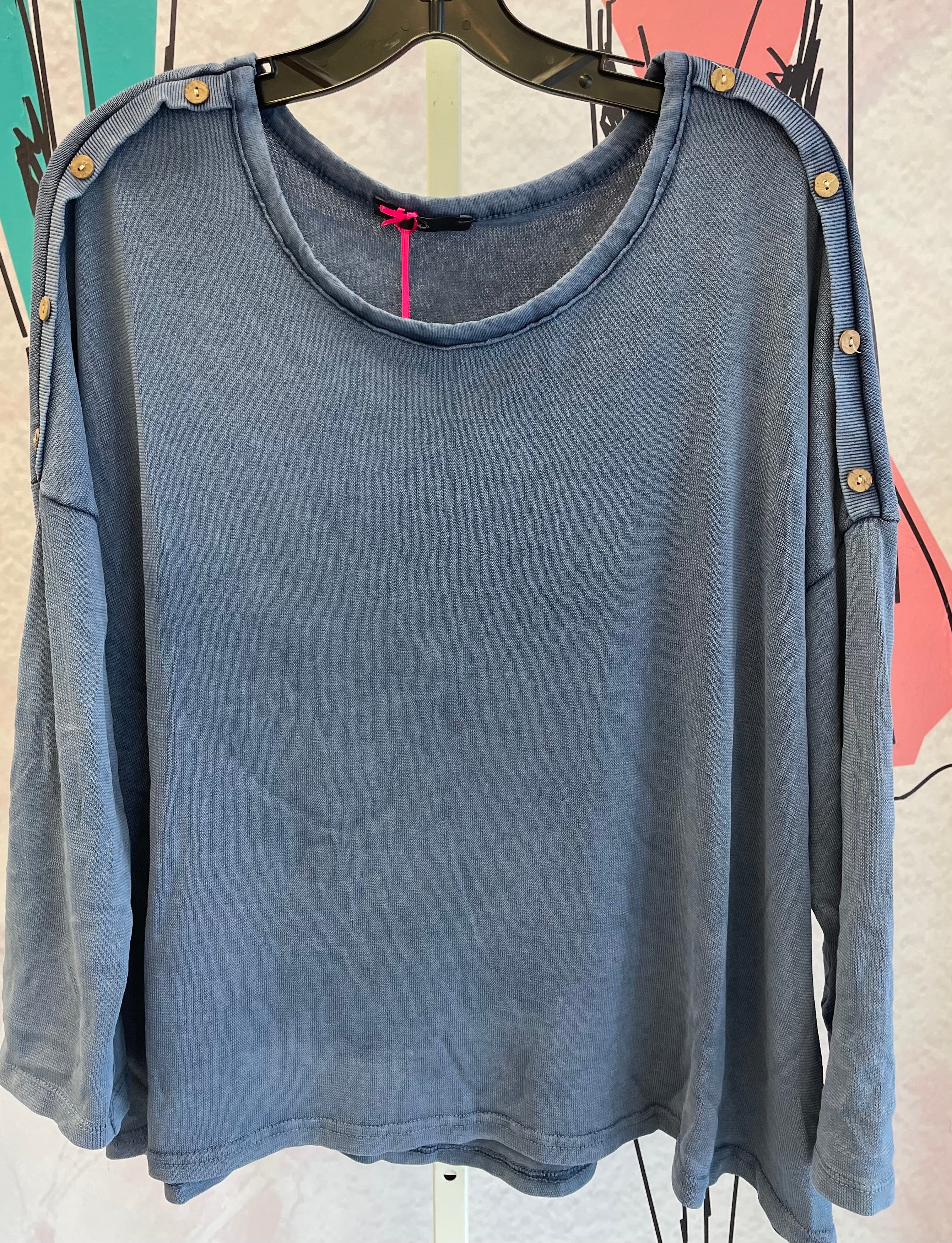 Yolly Long Sleeve Button Detail Shoulder Top - Image 3