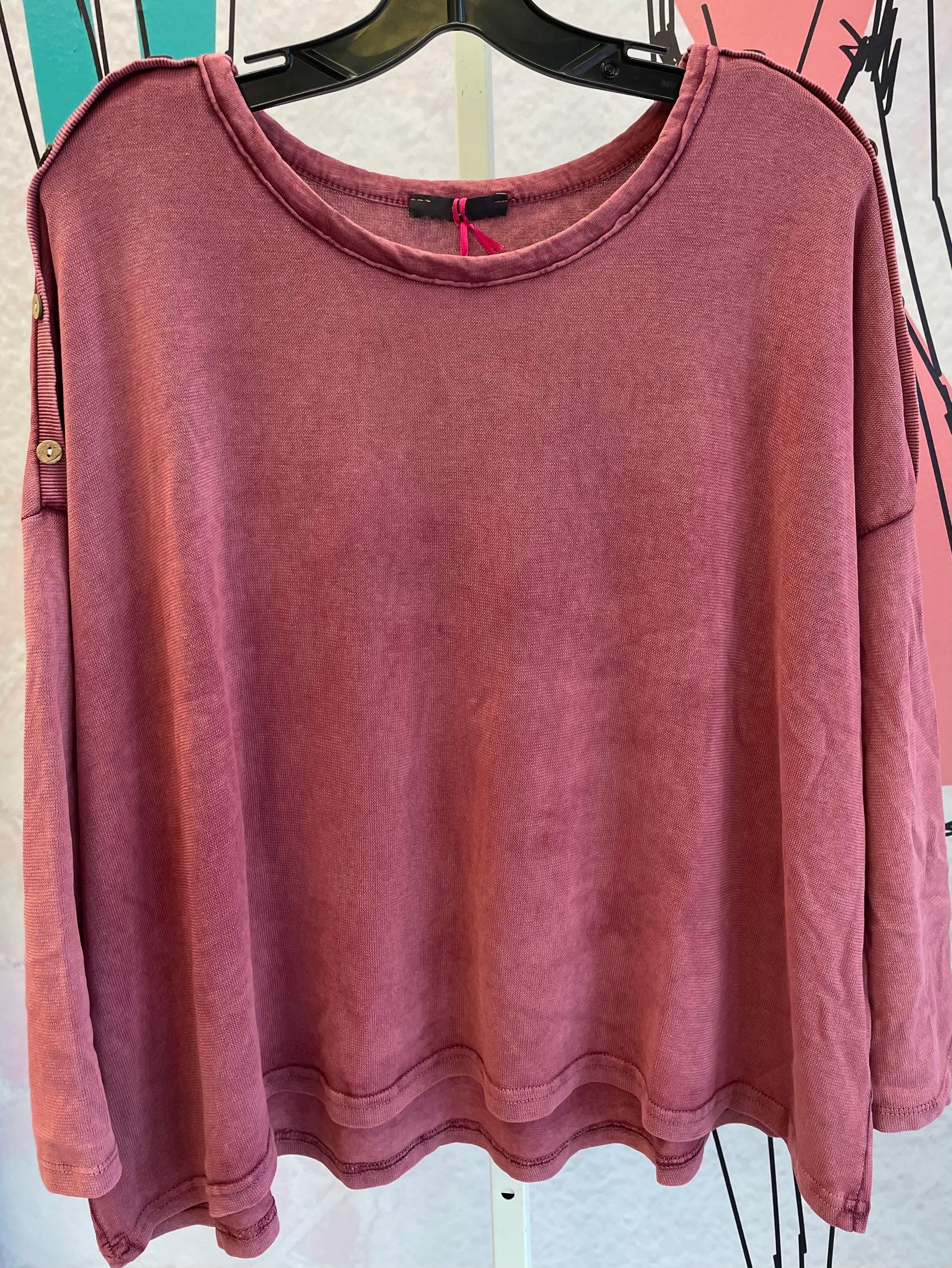 Yolly Long Sleeve Button Detail Shoulder Top - Image 4