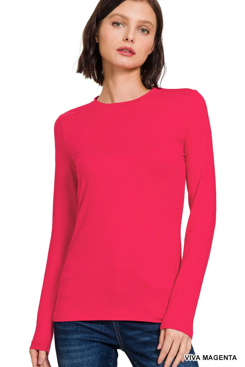 Zenana Brushed Microfiber Long Sleeve Tee - Image 17