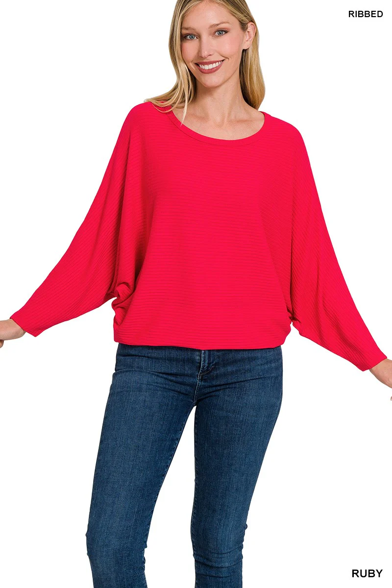 Zenana Ribbed batwing Sweater - Image 4