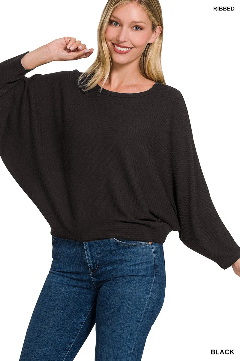 Zenana Ribbed batwing Sweater - Image 7