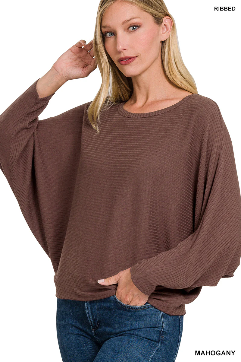 Zenana Ribbed Batwing Sweater (Plus Size) - Image 3