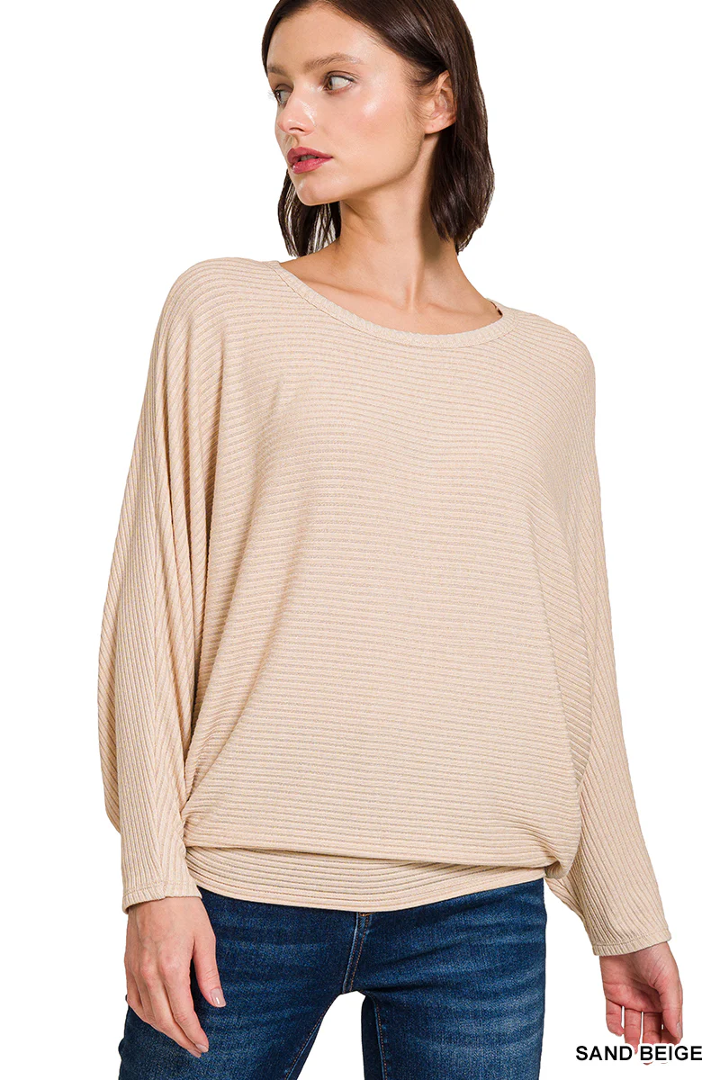 Zenana Ribbed Batwing Sweater (Plus Size) - Image 4