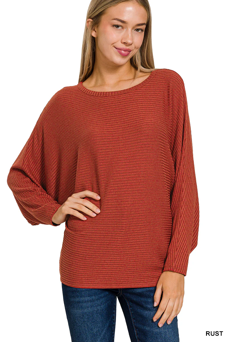 Zenana Ribbed Batwing Sweater (Plus Size) - Image 6