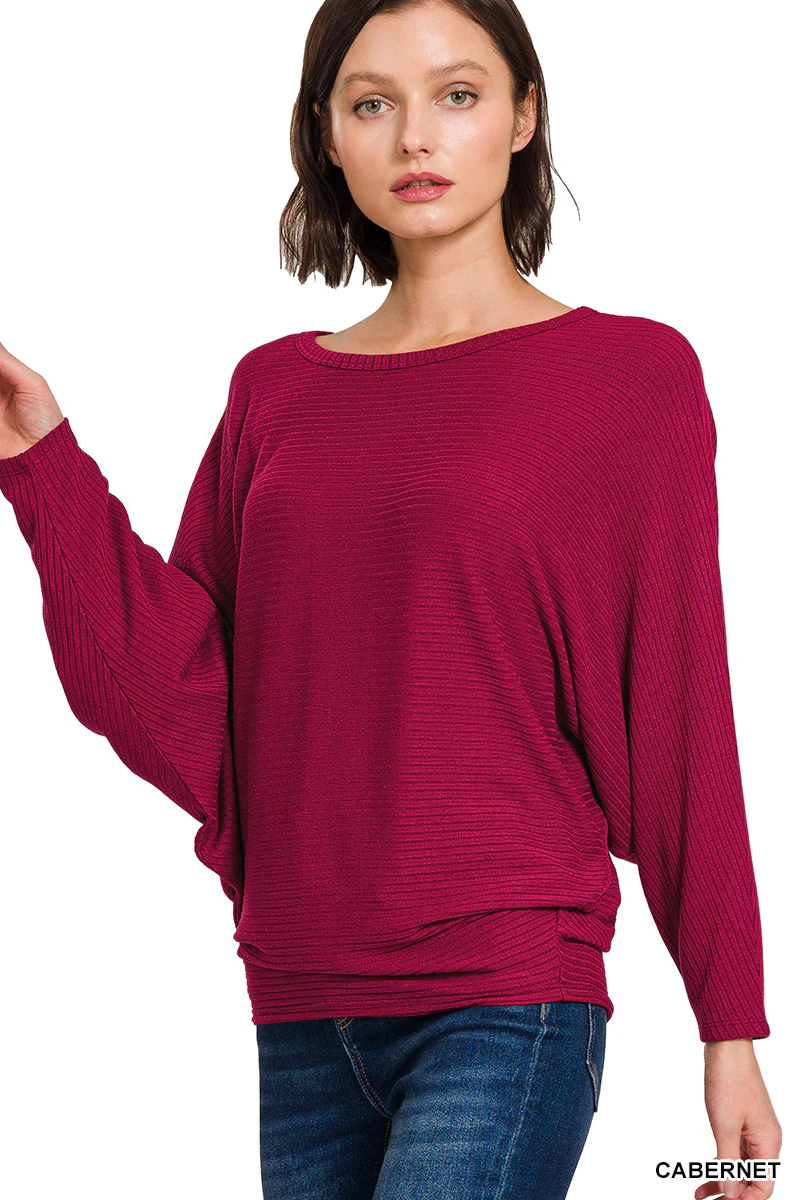Zenana Ribbed Batwing Sweater (Plus Size) - Image 7