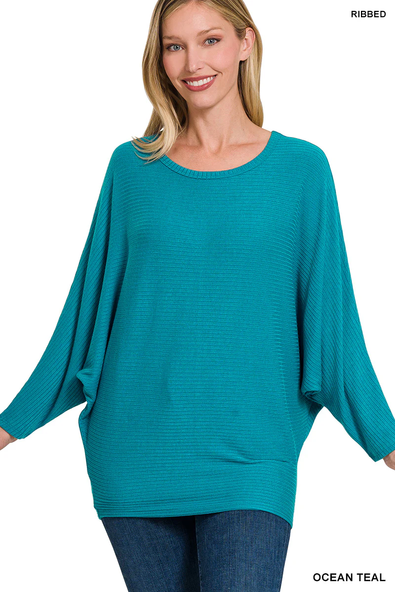 Zenana Ribbed Batwing Sweater (Plus Size) - Image 9